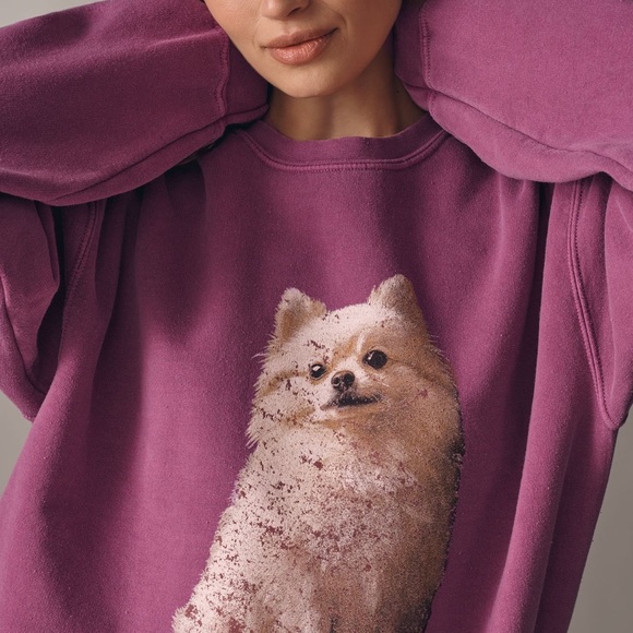 Anthropologie Magenta Dog Graphic Sweatshirt - Picture 2 of 4